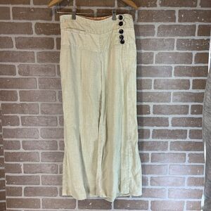 Elevenses Anthropologie Linen Pants women size 0 wide leg flare